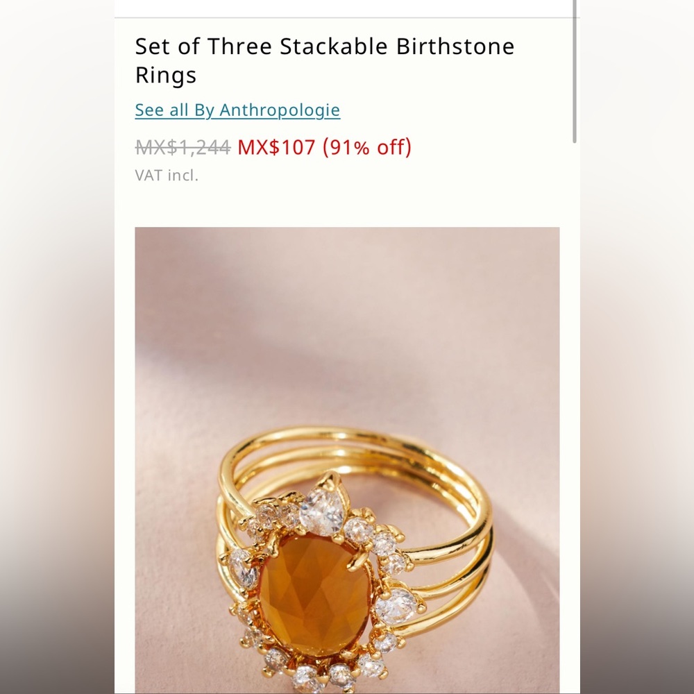 November Set of Three Stackable Birthstone Rings - Picture 4 of 6